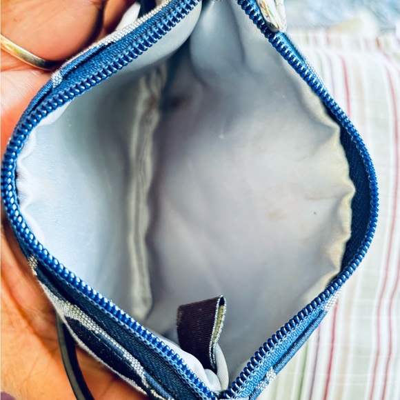 Coach Womens Zip Top Monogram Canvas Small Wristlet Handbag Blue - Picture 5 of 15